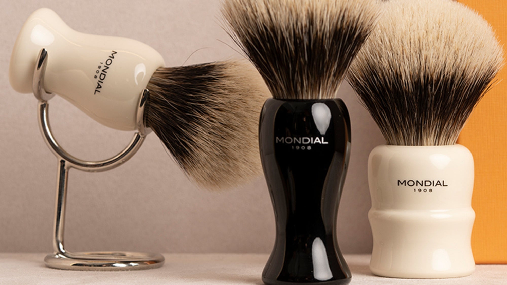 Razor + Shaving Brush Stands in Chrome Metal Finish