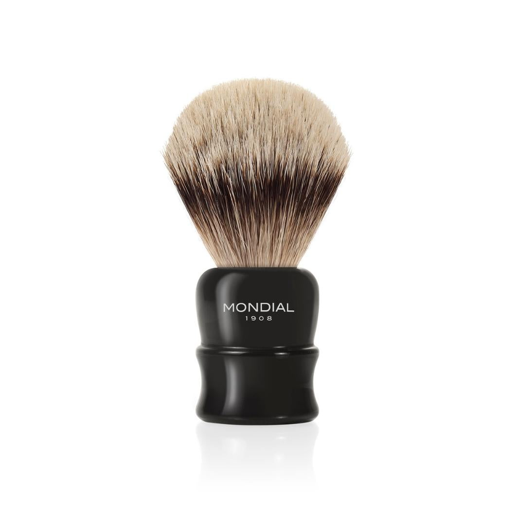 Crosby Black Resin Brush with Silvertip Badger: XXL