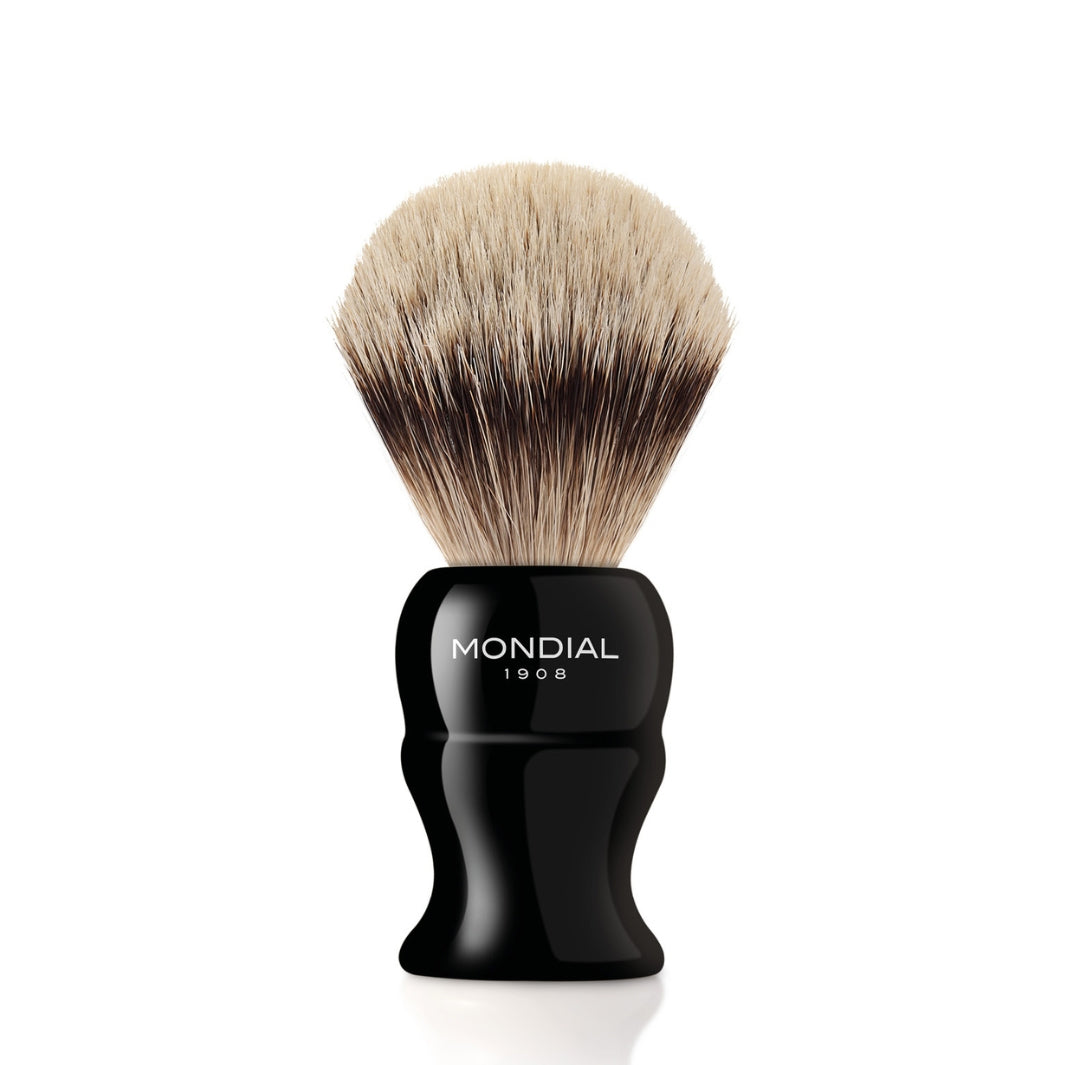 Kinsley Black Resin Brush with Silvertip Badger: Small