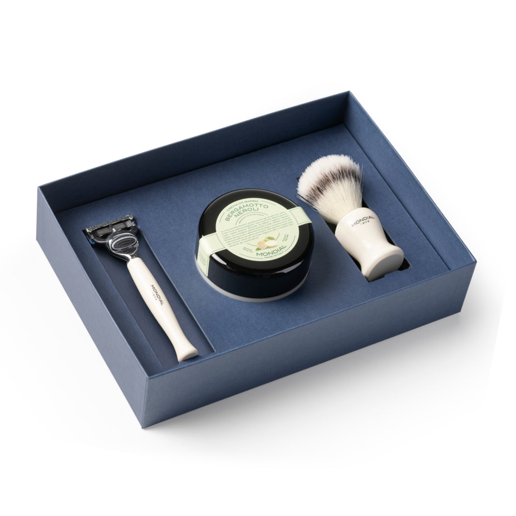 3-Piece Wet Shaving Set: Baylis Ivory Resin with Bergamot & Neroli