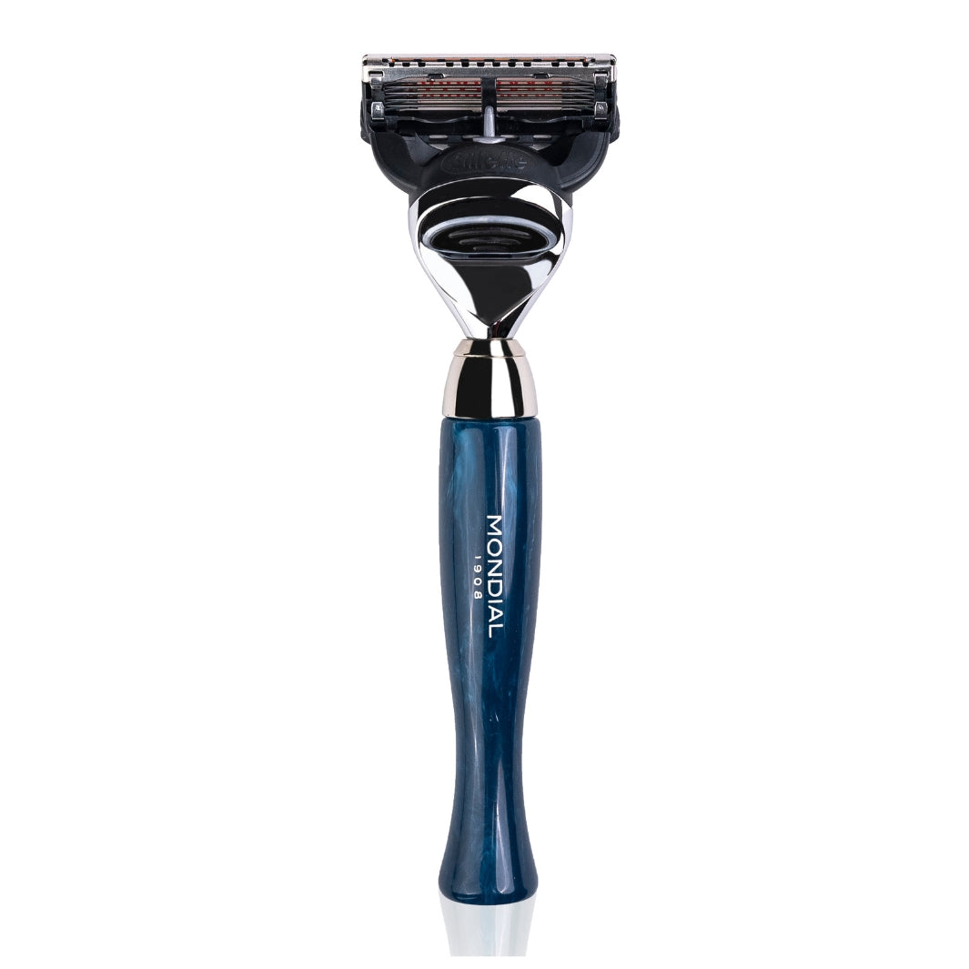 'Heritage' Cartridge Razor Handle in Axolute Blue Resin.