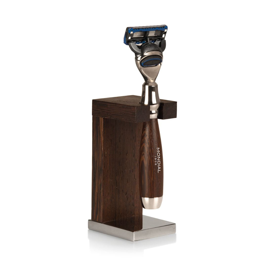 'Prestige' Wengé Shaving Razor with Wood Stand.