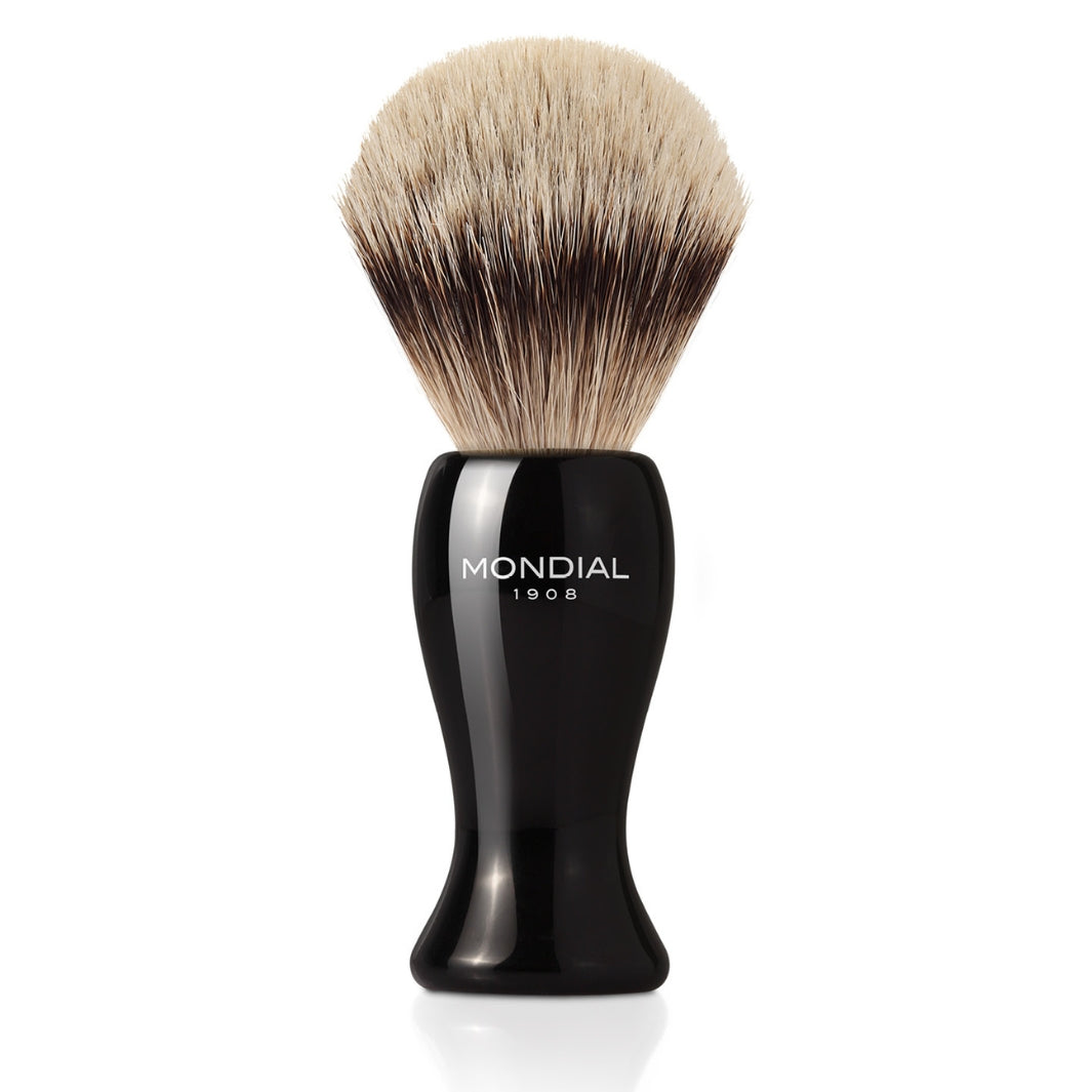 'Bolton' Black Resin Brush with Silvertip Badger: Large.