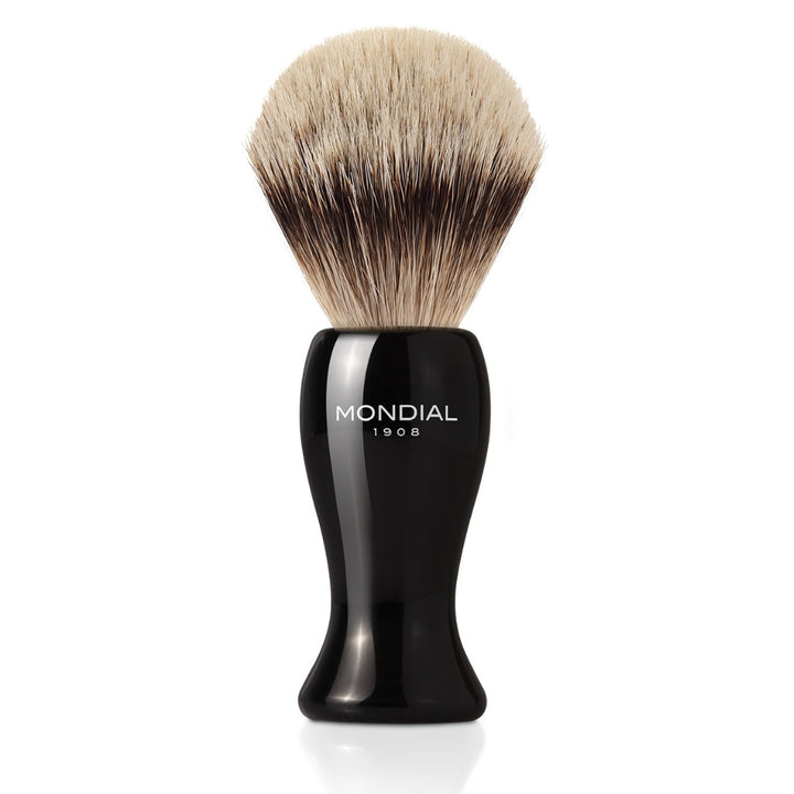 'Bolton' Black Resin Brush with Silvertip Badger: Large.