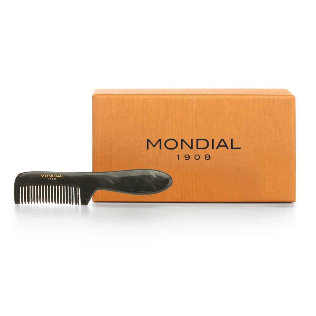 Natural Horn Beard Comb with Handle: 4".