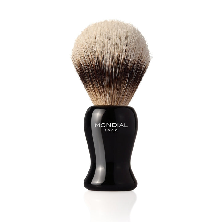 'Gibson' Black Resin Brush with Silvertip Badger: XL.