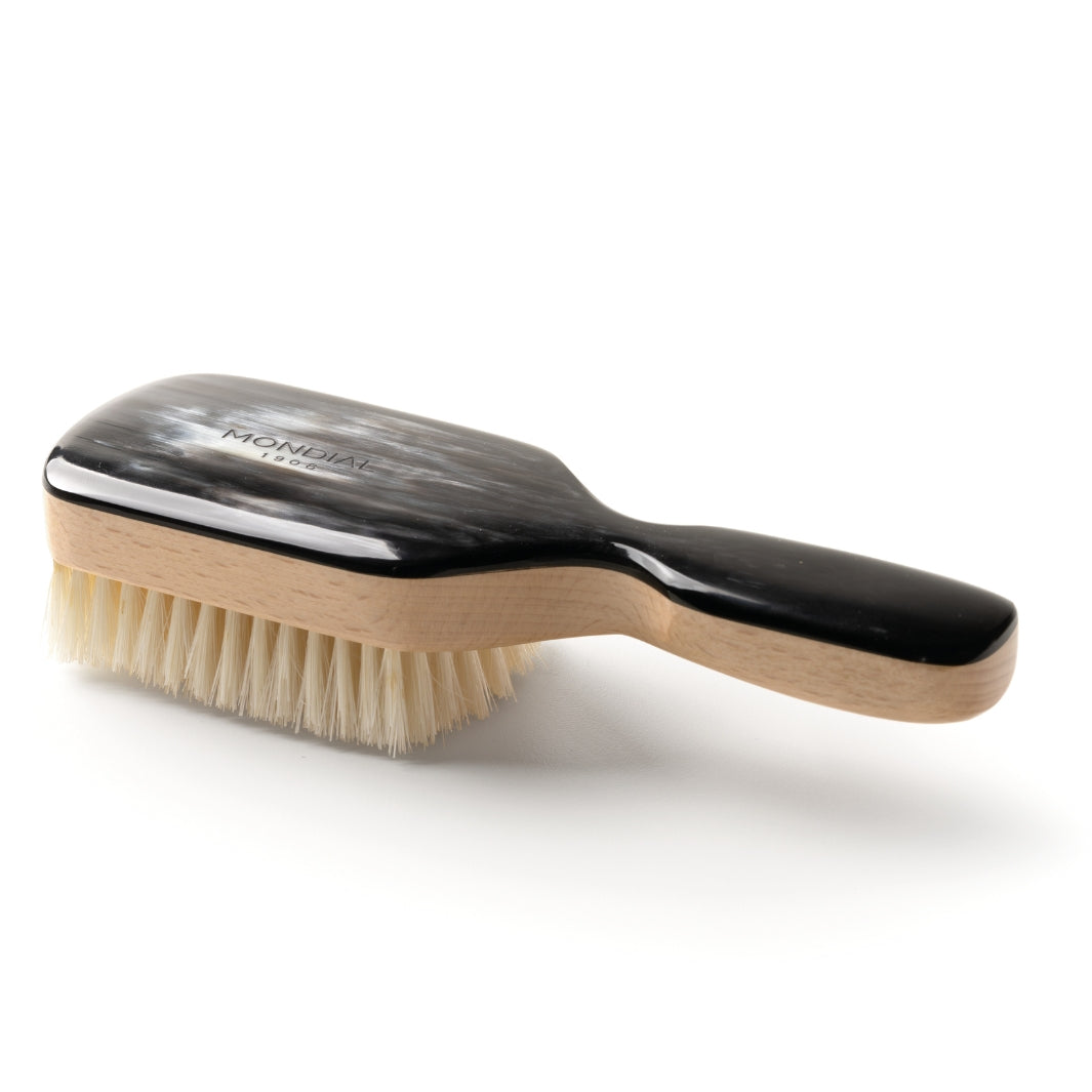 Hair Brush with Horn Handle & Blond Bristle: 7".