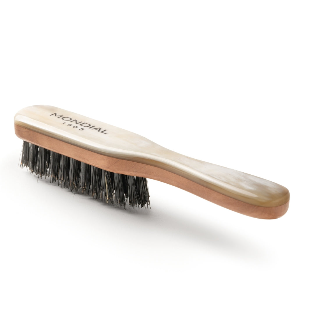 Beard Brush with Horn Handle & Black Bristle: 5".
