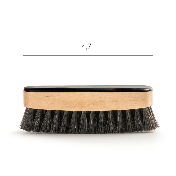 Natural Horn Rectangle Shoe Brush with Black Bristle: 5".
