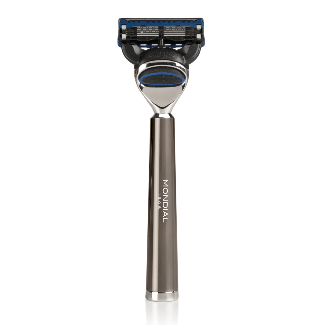 'Vespucci' Cartridge Razor Handle in Ruthenium Metal.
