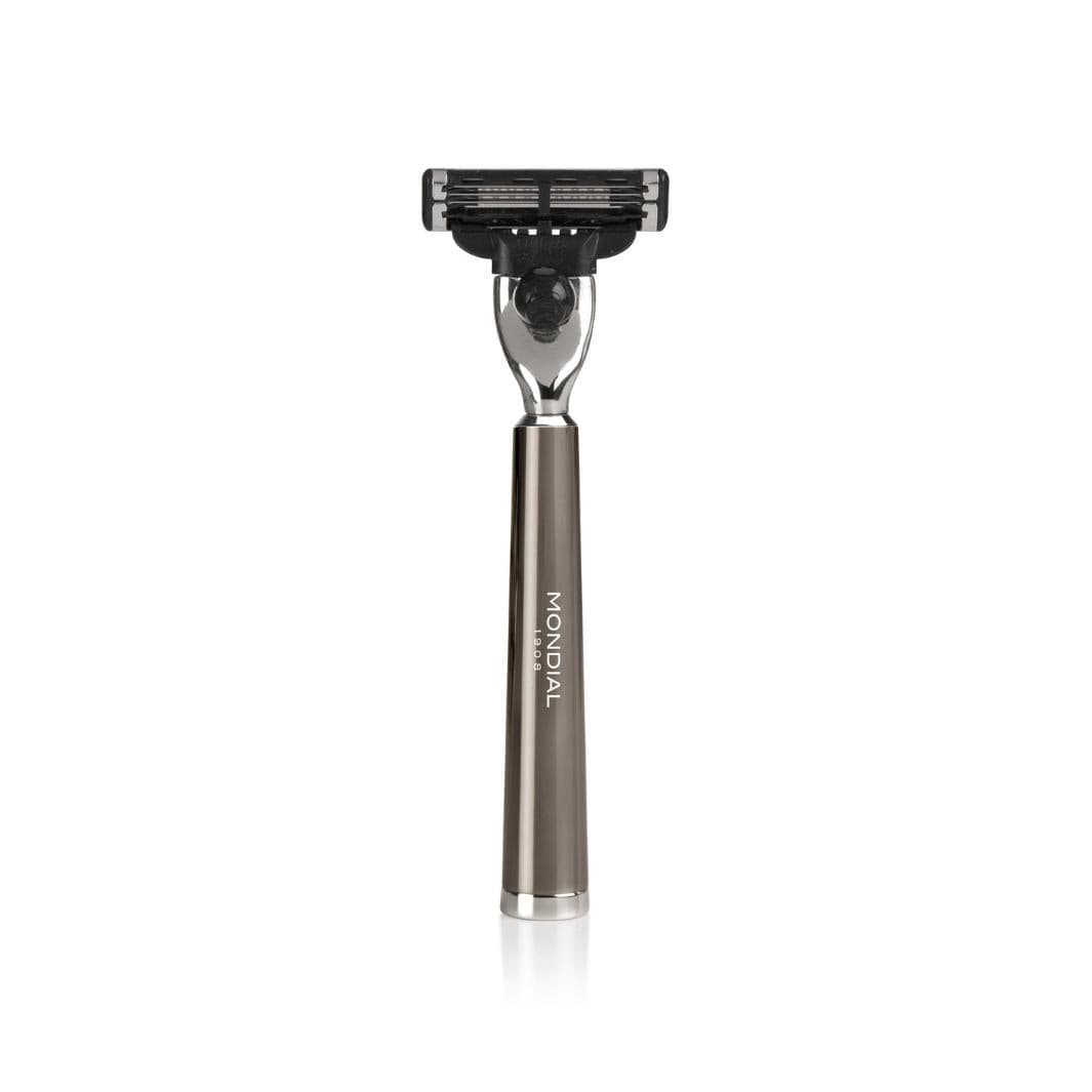 Vespucci Ruthenium Shaving Set: Chrome Stand & Bowl + Super Badger Brush + Razor.