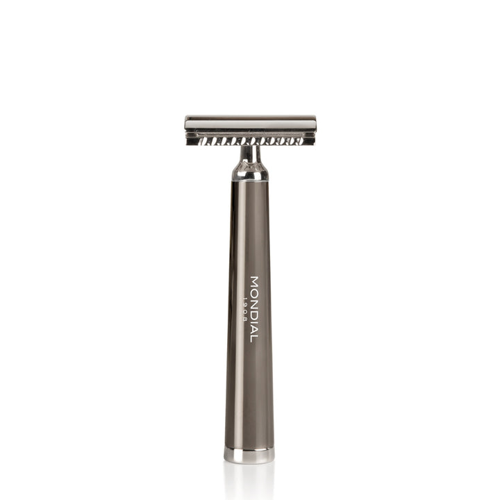 'Vespucci' Safety Razor with Handle in Ruthenium Metal.