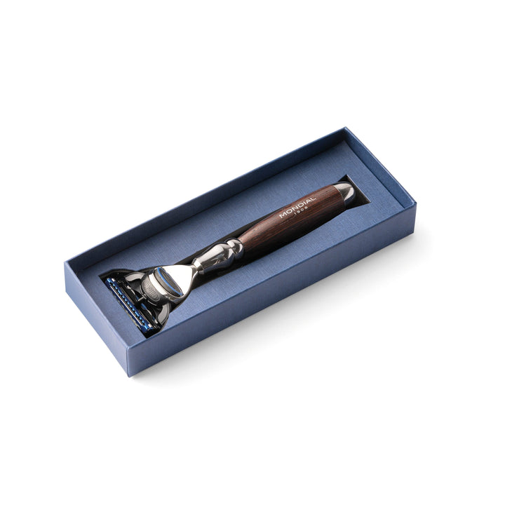 'Prestige' Cartridge Razor Handle in Wengé Wood.