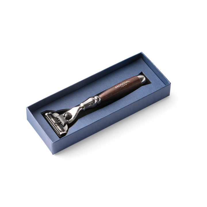'Prestige' Cartridge Razor Handle in Wengé Wood.