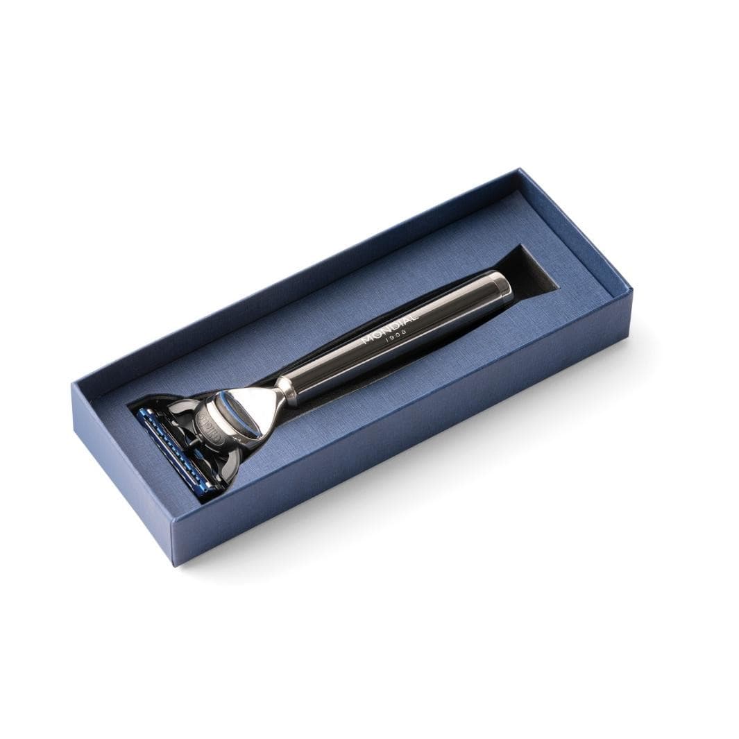 'Vespucci' Cartridge Razor Handle in Ruthenium Metal.