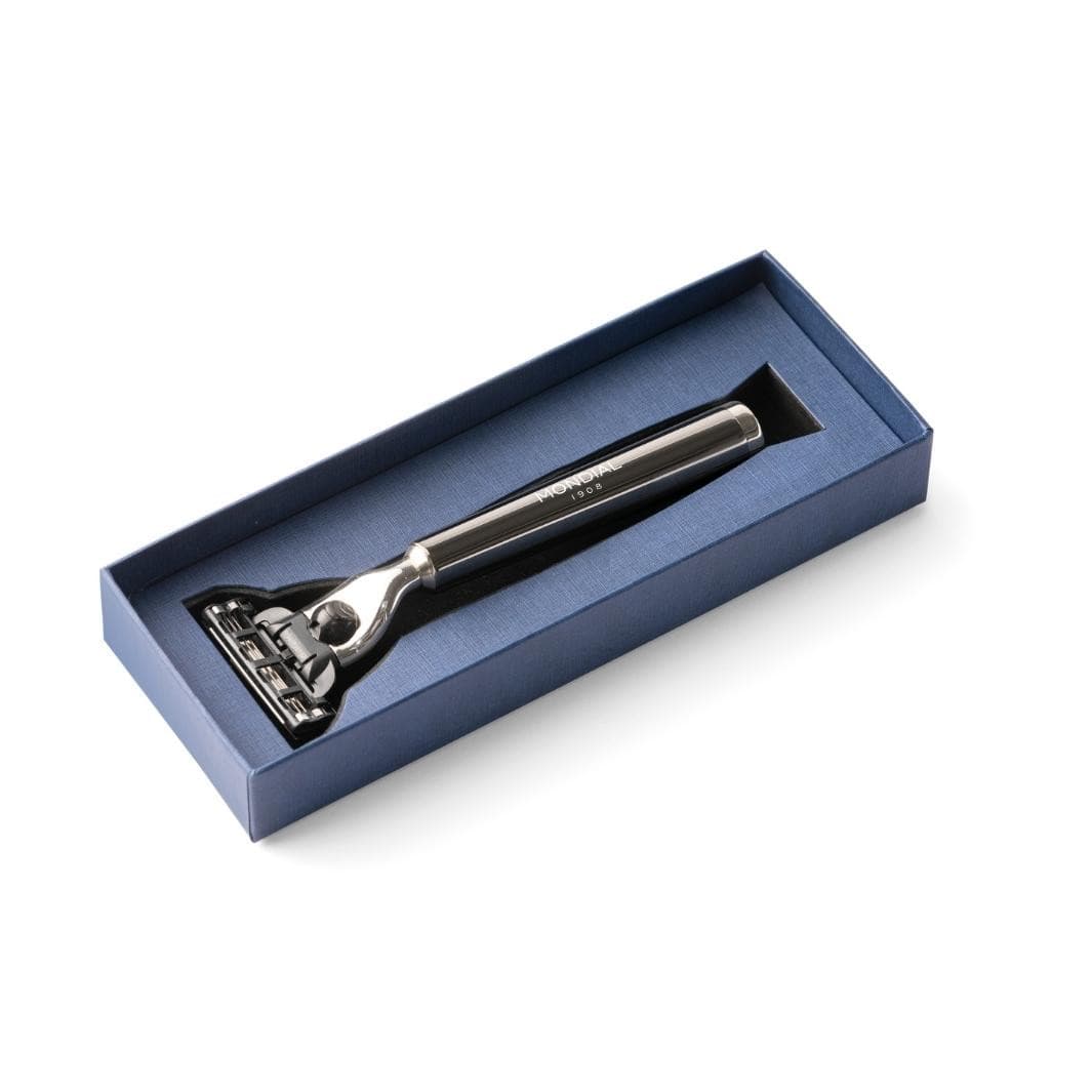 'Vespucci' Cartridge Razor Handle in Ruthenium Metal.
