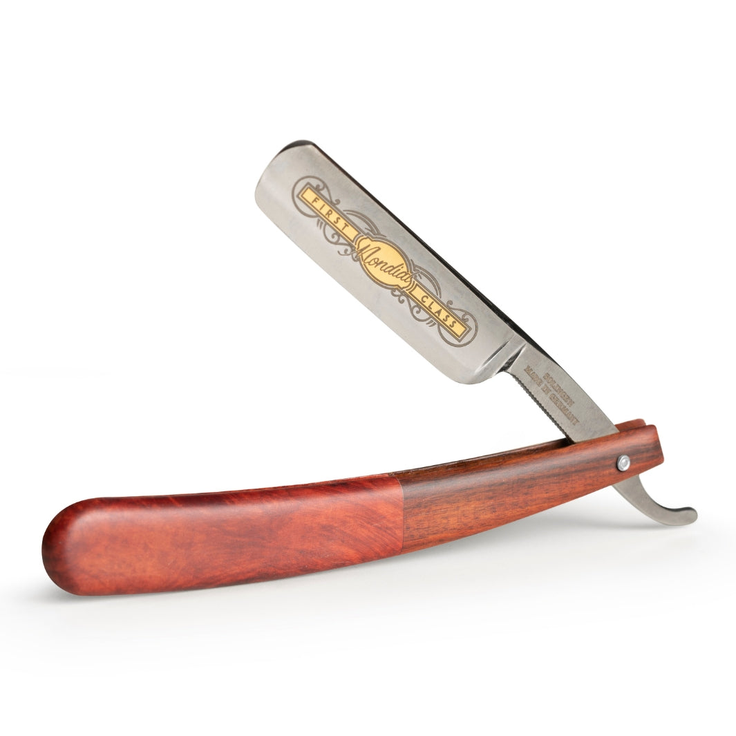 'Heritage' Straight Edge Razor with Radica (Briar Root) Wood Scales.