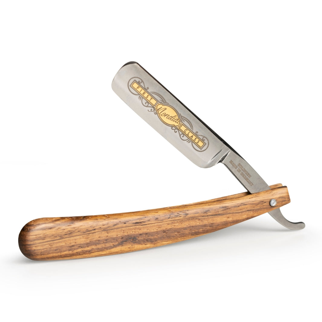 'Heritage' Straight Edge Razor with Zebrano Wood Scales.