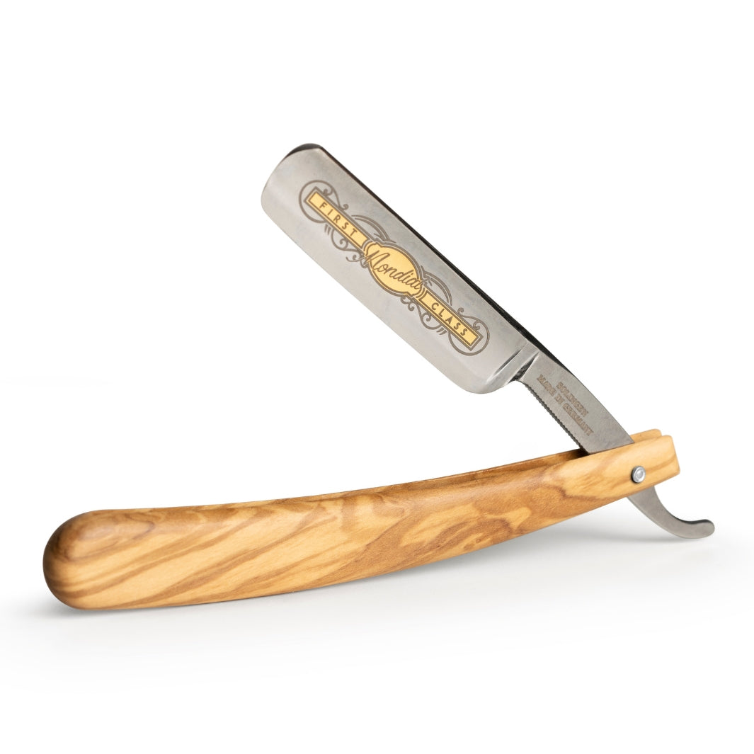 'Heritage' Straight Edge Razor with Olive Wood Scales.