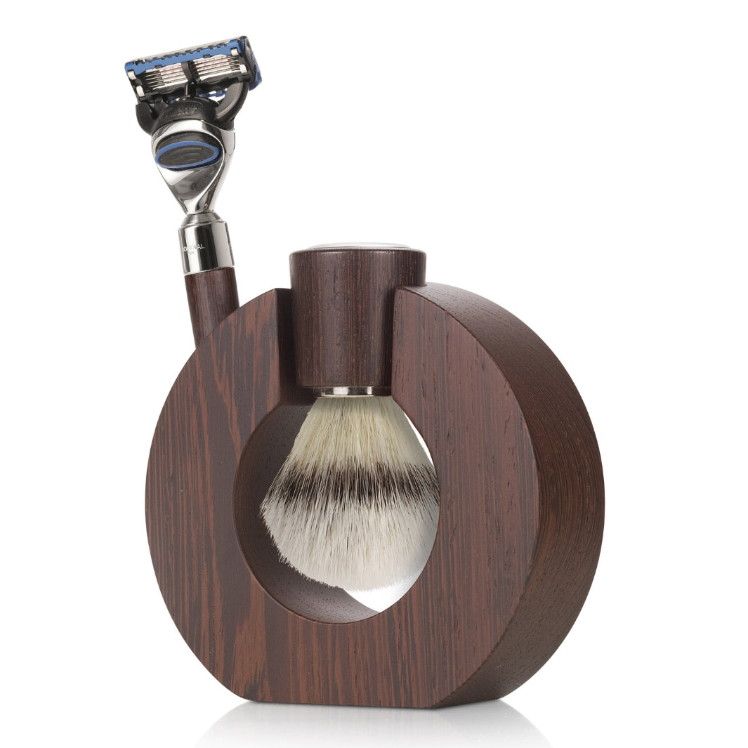 'Sphaera' Wengé Wood Shaving Set with Silvertip Brush & Cartridge Razor.