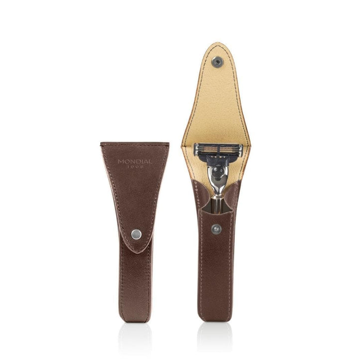 Travel Razor Case in Tuscan Leather - Regular.