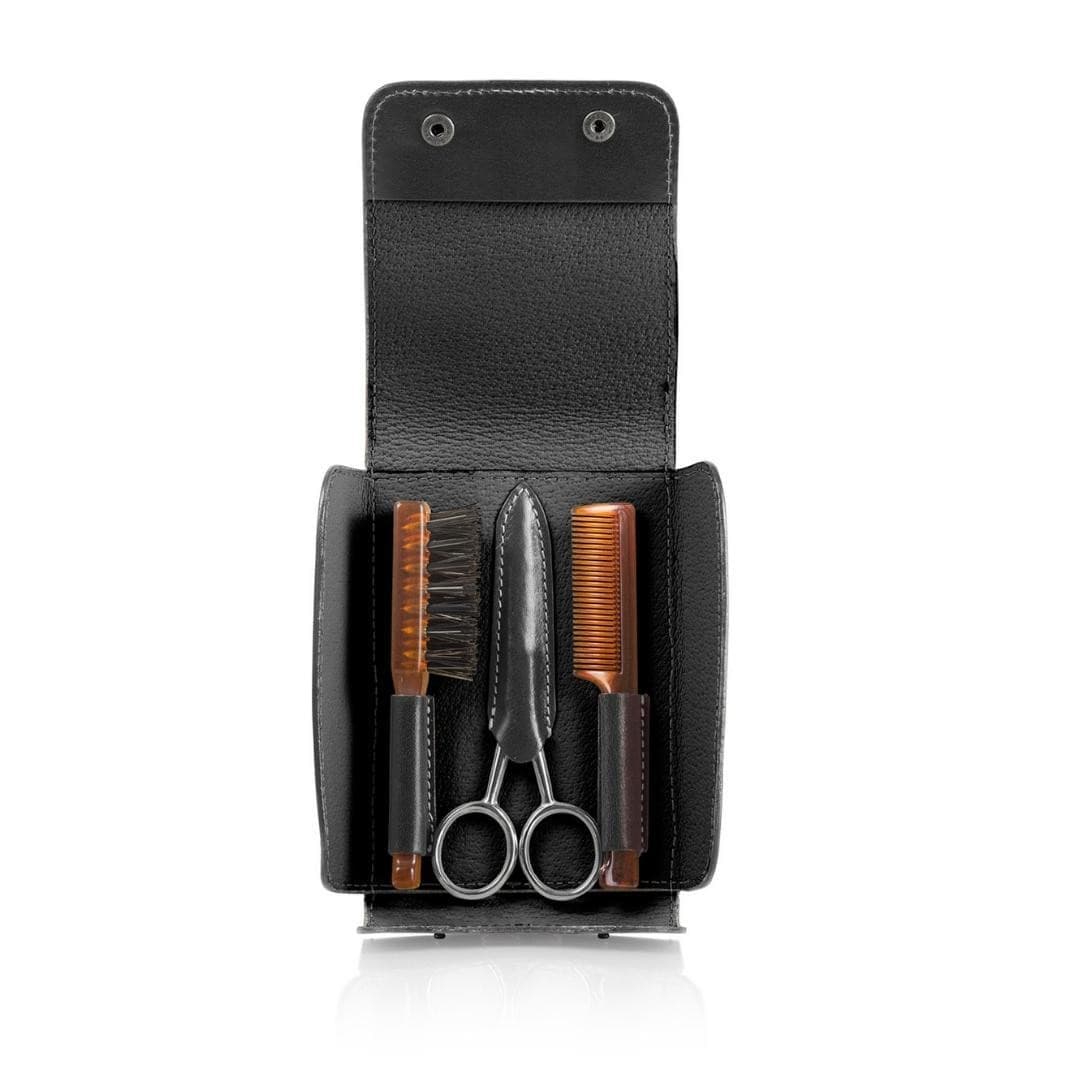 Beard & Moustache Grooming 3-Piece Travel Set in Tuscan Leather.