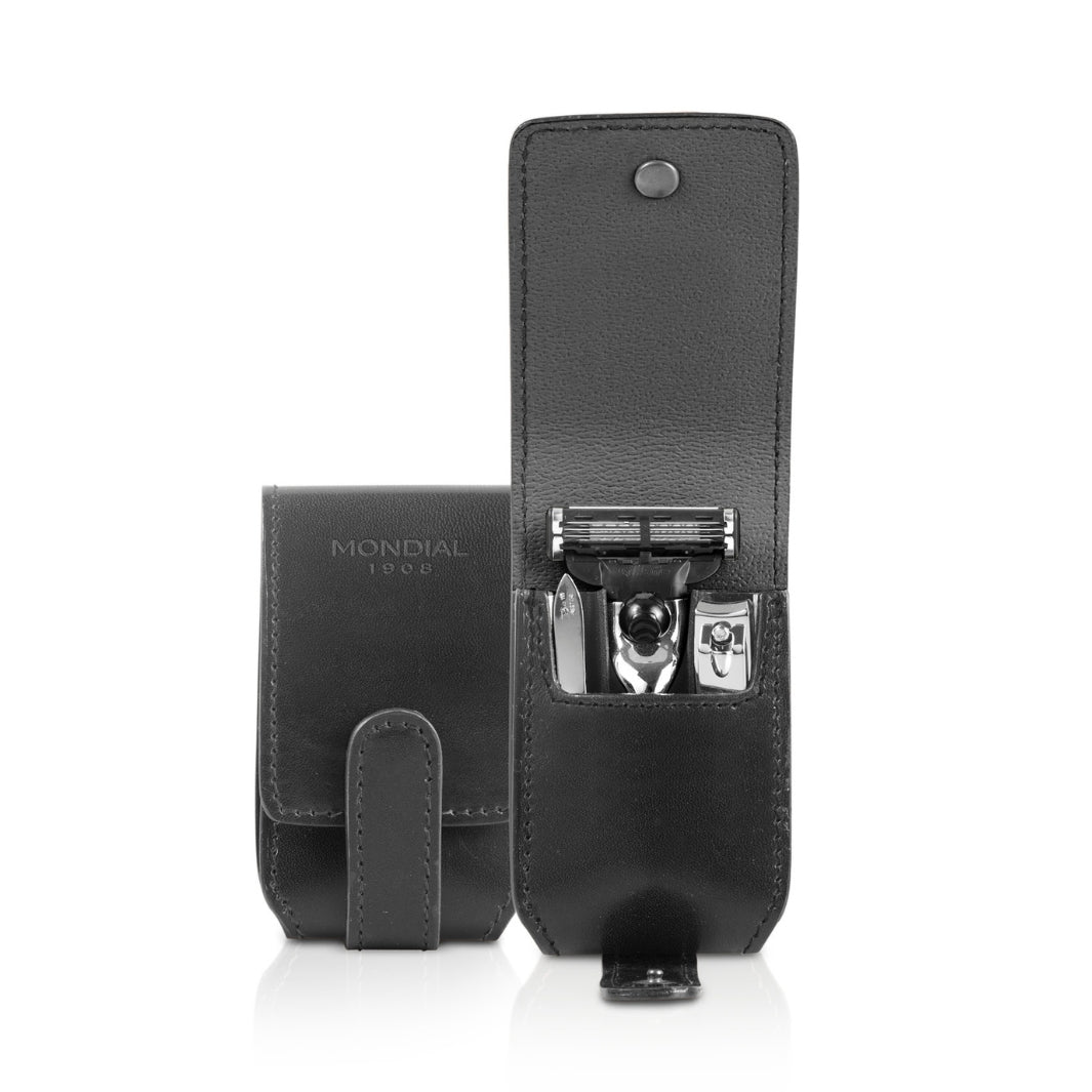 3-Piece Travel Razor & Manicure Set in Tuscan Leather.