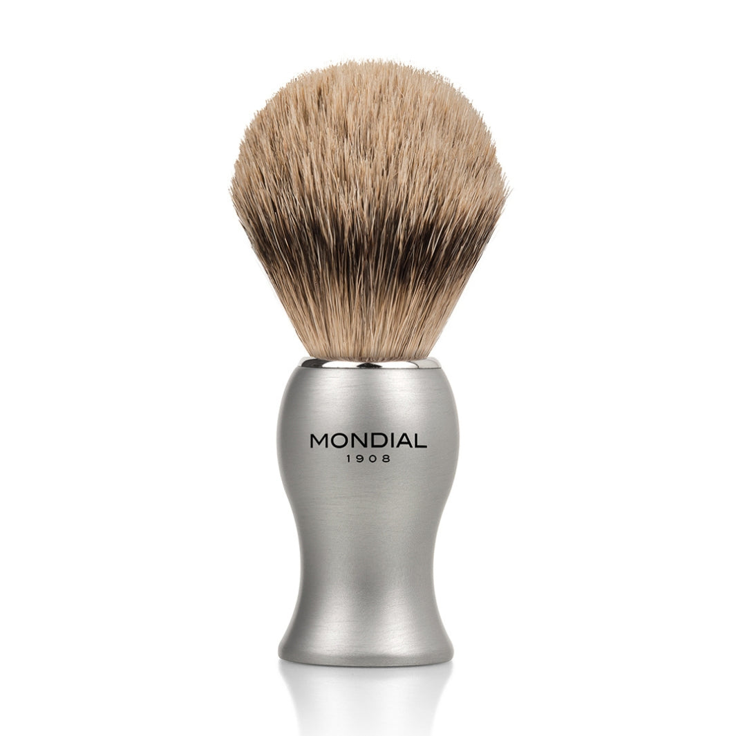 'Titan' Silver Brushed Aluminum Brush with Super Badger.