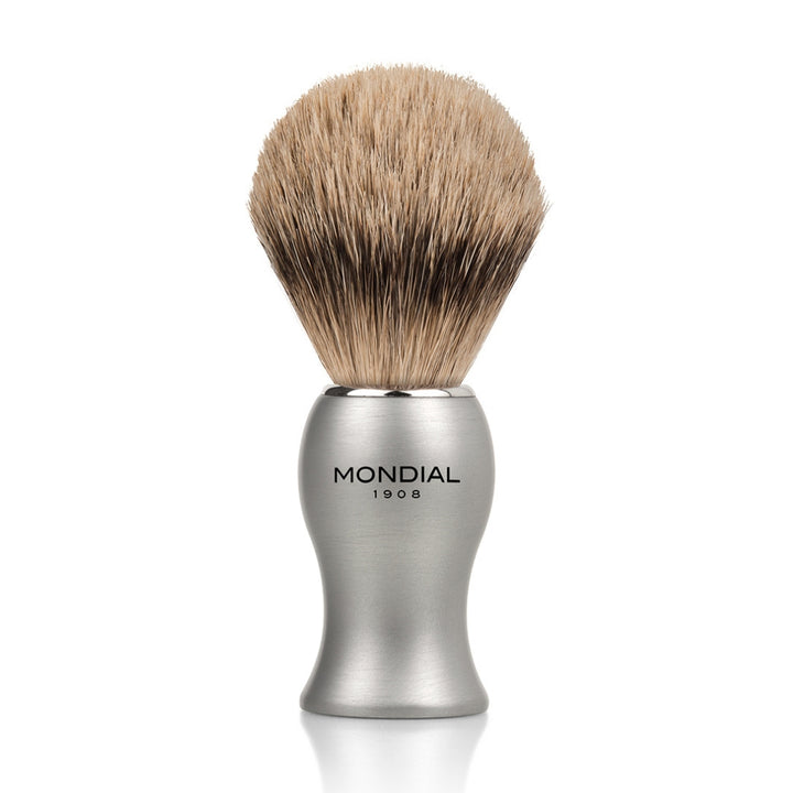 'Titan' Silver Brushed Aluminum Brush with Super Badger.