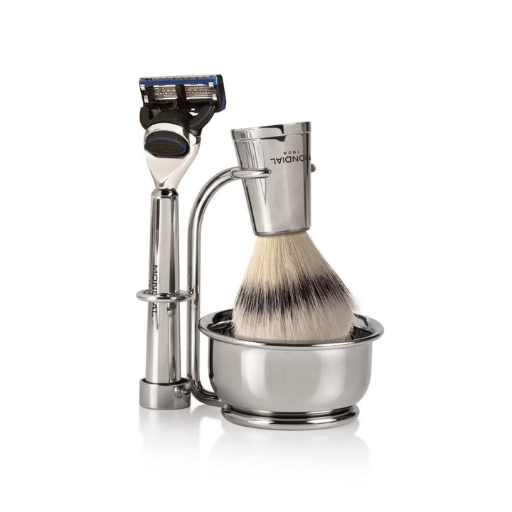 'Vespucci' Cartridge Razor Handle in Shiny Nickel Metal.