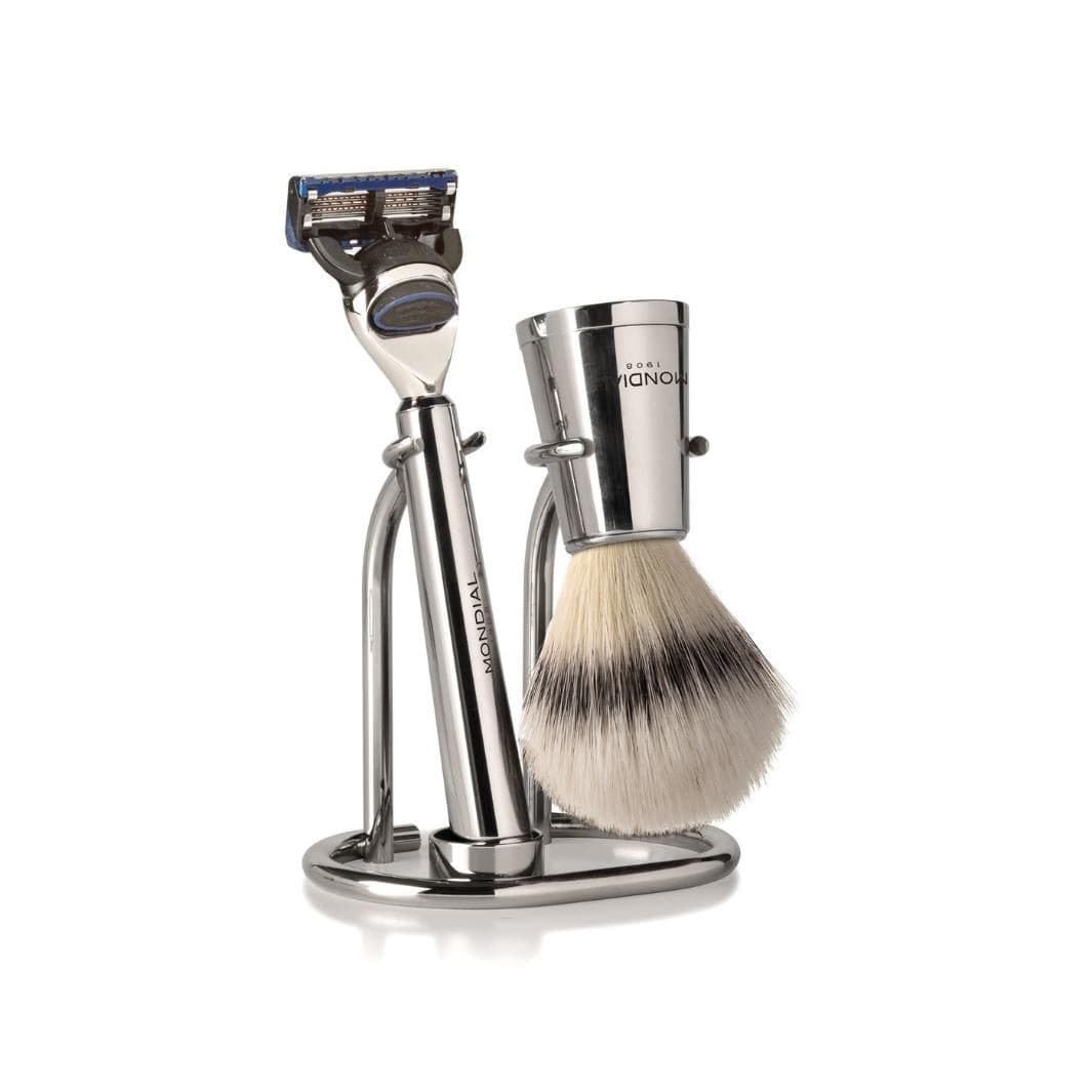 'Vespucci' Cartridge Razor Handle in Shiny Nickel Metal.