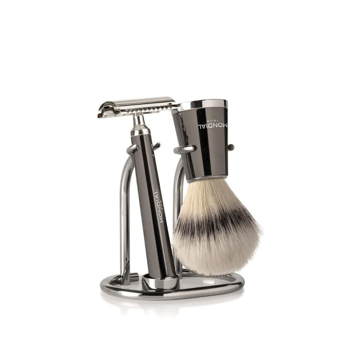 'Vespucci' Safety Razor with Handle in Ruthenium Metal.