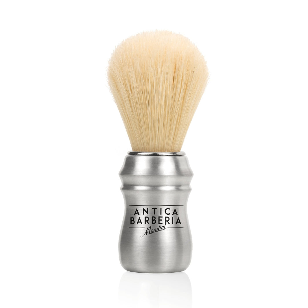 Pro Shaving Brush with Boar Bristle & Matte Aluminum Handle.