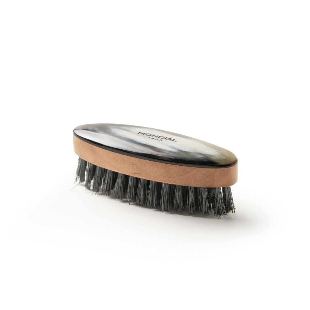 Oval Natural Horn Moustache and Beard Brush: Small with Black Bristle.