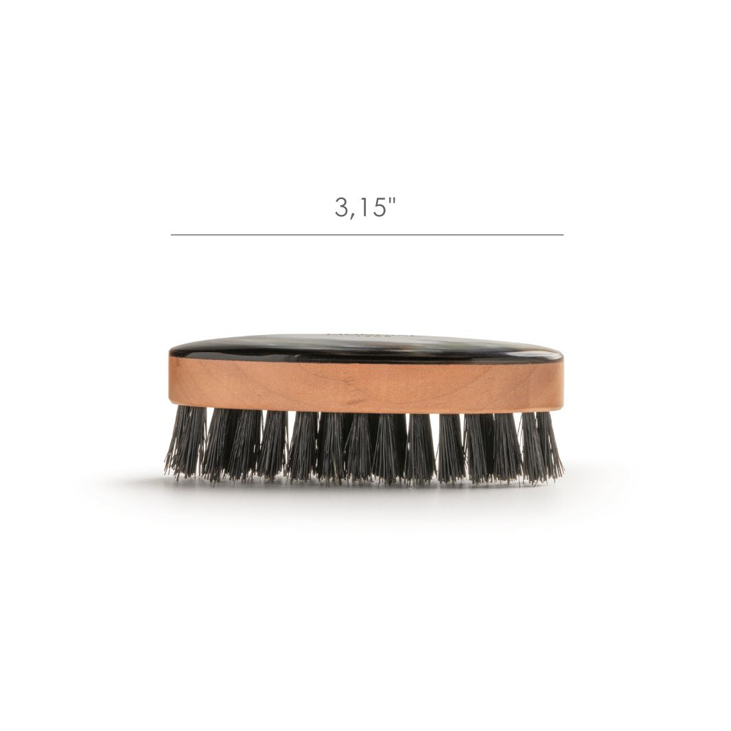 Oval Natural Horn Moustache and Beard Brush: Small with Black Bristle.