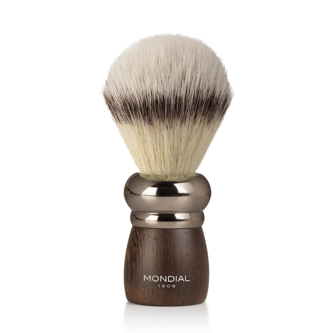 'Prestige' Wengé EcoSilvertip Synthetic Shaving Brush with Wood Stand