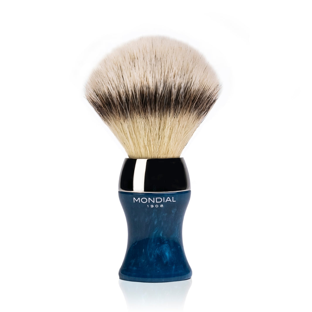 'Heritage' Axolute Blue Resin Brush with EcoSilvertip Synthetic Badger.