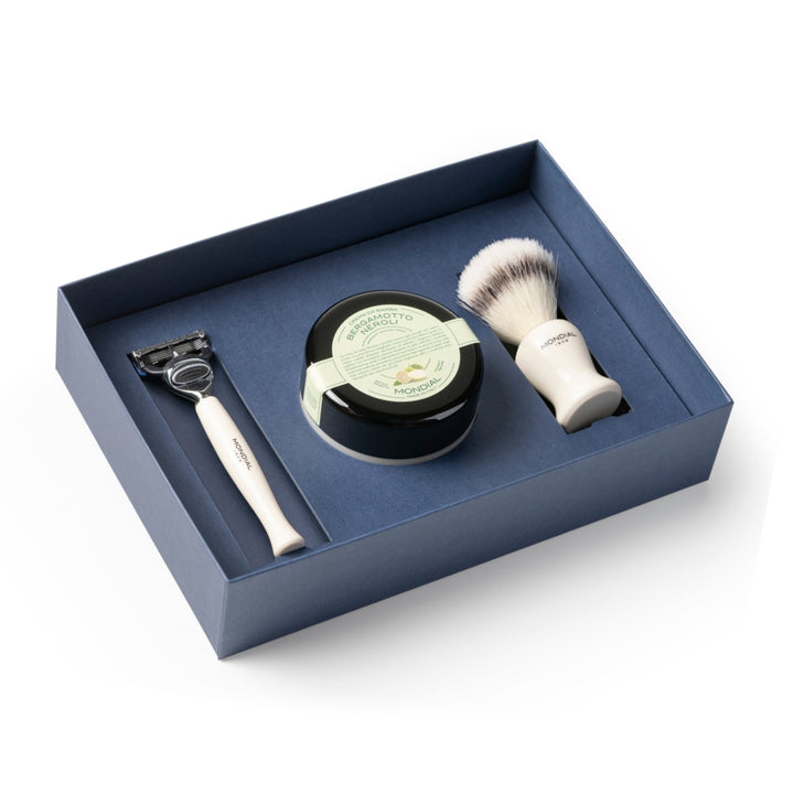3-Piece Wet Shaving Set: Baylis Ivory Resin with Bergamot & Neroli