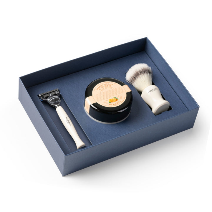 3-Piece Wet Shaving Set: Baylis Ivory Resin with Mandarin & Spices