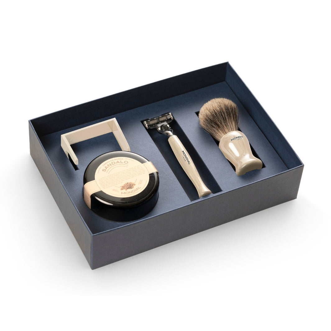 3-Piece Wet Shaving Set: Baylis Ivory Resin with Bergamot & Neroli