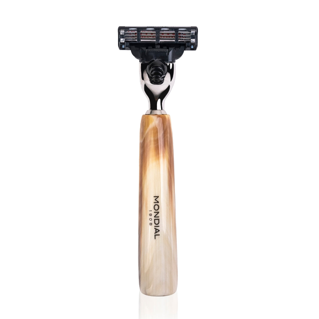 Mondial Razor Smooth Natural Ox Horn Cartridge Razor Handle – Mondial 1908 Shaving US