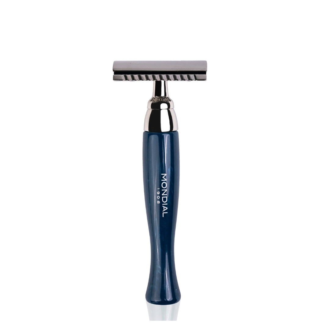 Resin Razor Heritage Safety Razor with Handle in Axolute Blue Resin – Mondial 1908 ...