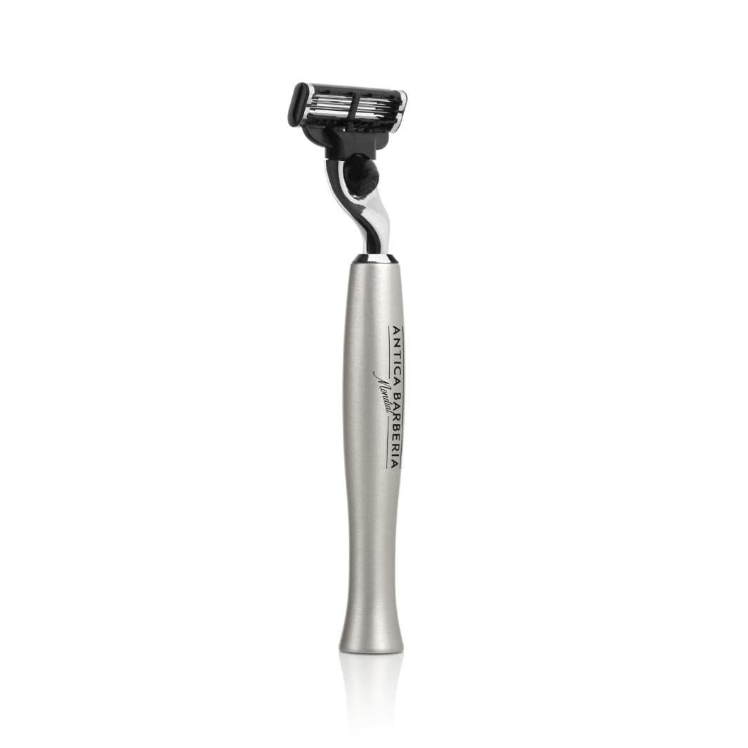Titan Silver Brushed Aluminum Razor Handle for Mach3 Cartridge ...