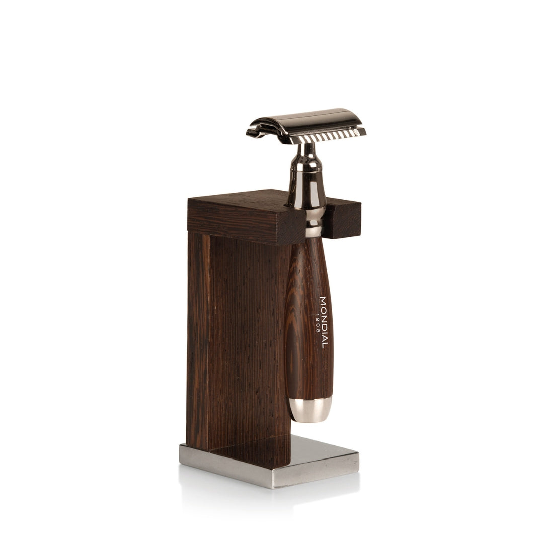 'Prestige' Wengé Shaving Razor with Wood Stand.