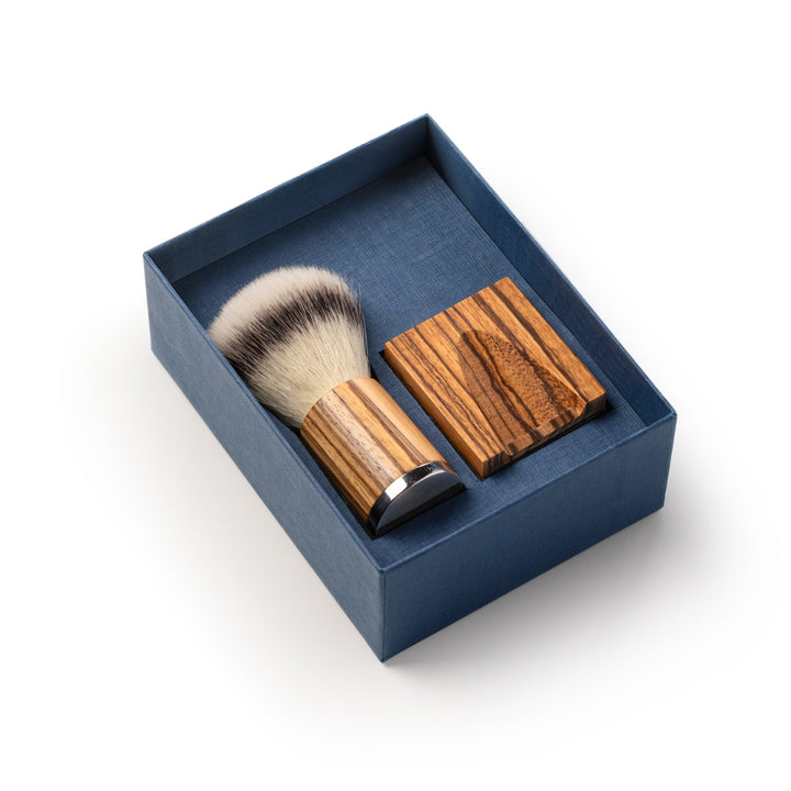 COMING SOON! Mythos Zebrano Wood Shaving Set with EcoSilvertip Brush and Stand