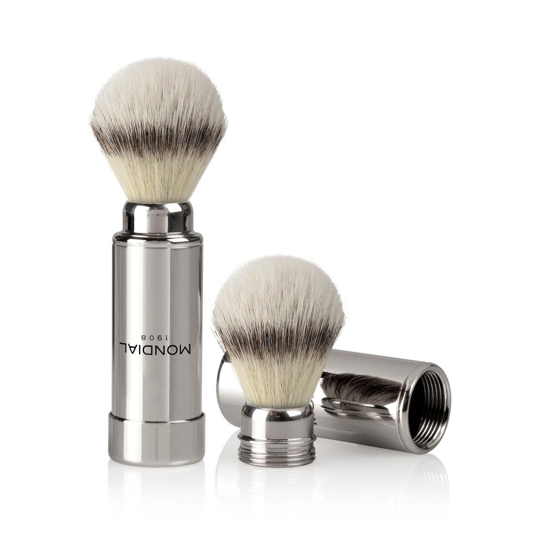 Shaving Travel Set with EcoSilvertip Synthetic Brush + Razor in Tuscan Leather Case