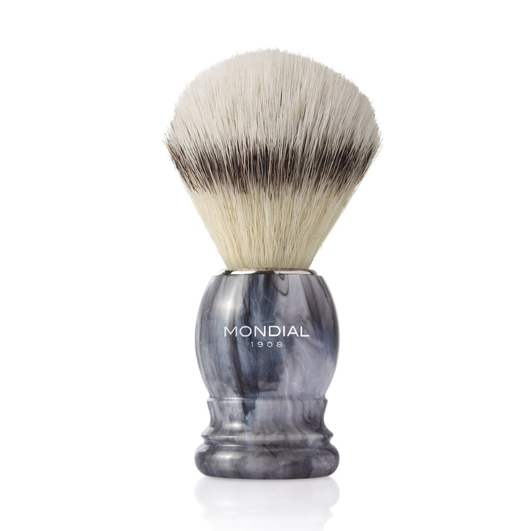 Gray Marble Shaving Brush with EcoSilvertip Synthetic Badger.