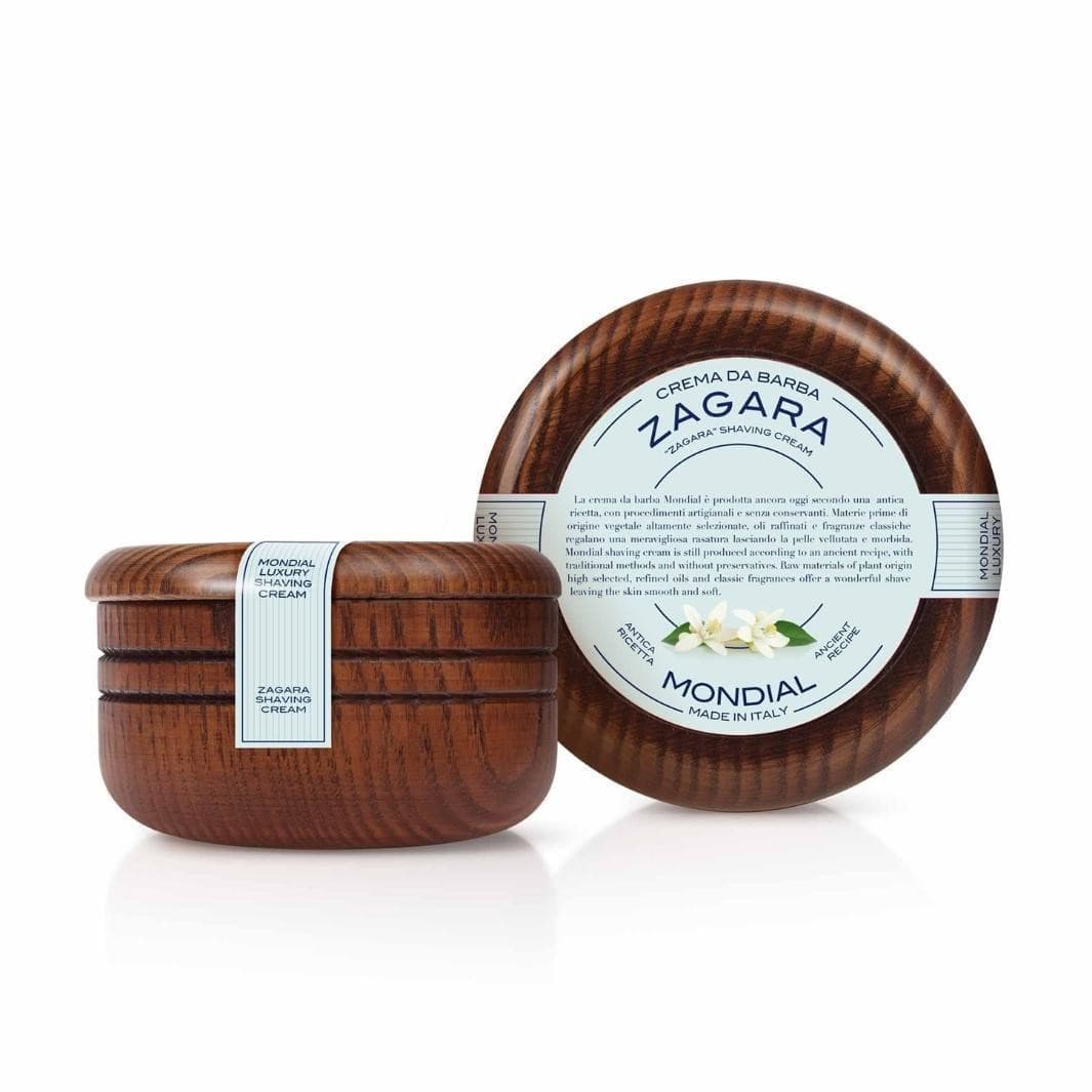 Zagara (Orange Flower) Solid Shaving Cream in Wood Bowl 140ml.