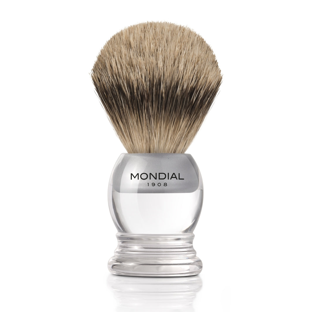 'Cristal' Clear Handle Brush with Super Badger: Medium.