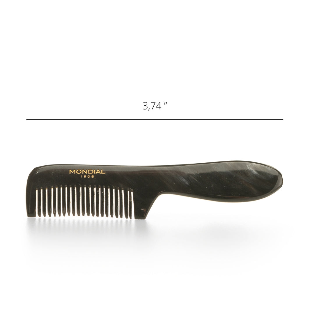 Natural Horn Beard Comb with Handle: 4".